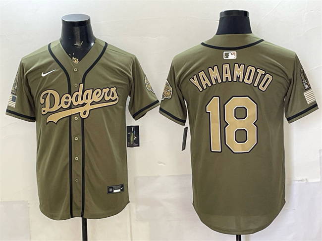 Men's Olive Los Angeles Dodgers #18 Yoshinobu Yamamoto 2026 Armed Forces Day Stitched